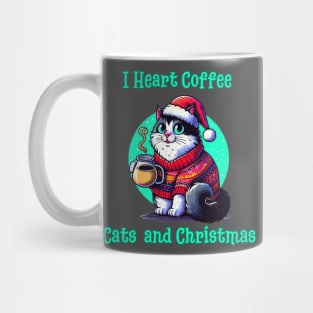 I Love Coffee Christmas And Cats, Cat And Coffee Mug